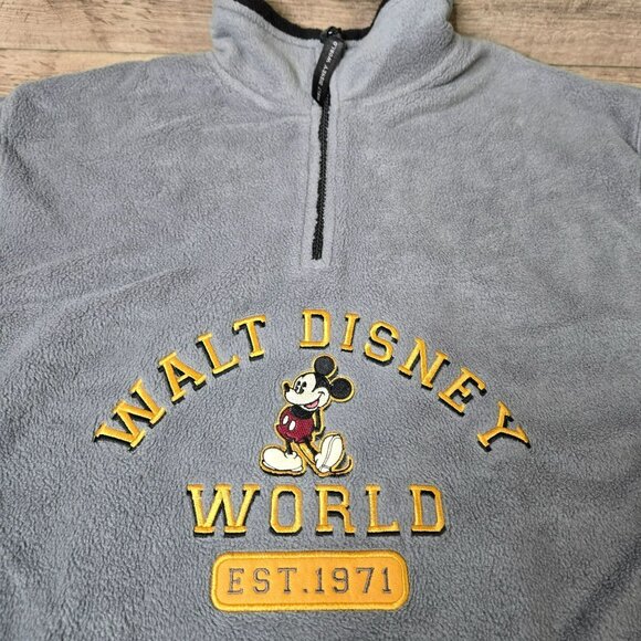 Walt Disney World Mickey Mouse Est 1971 Sz S Embroidered Pullover 1/4 Zip Fleece - Picture 3 of 13